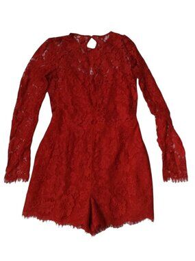 Slate & Willow Red Lace Romper Size 4 Romantic Flirty